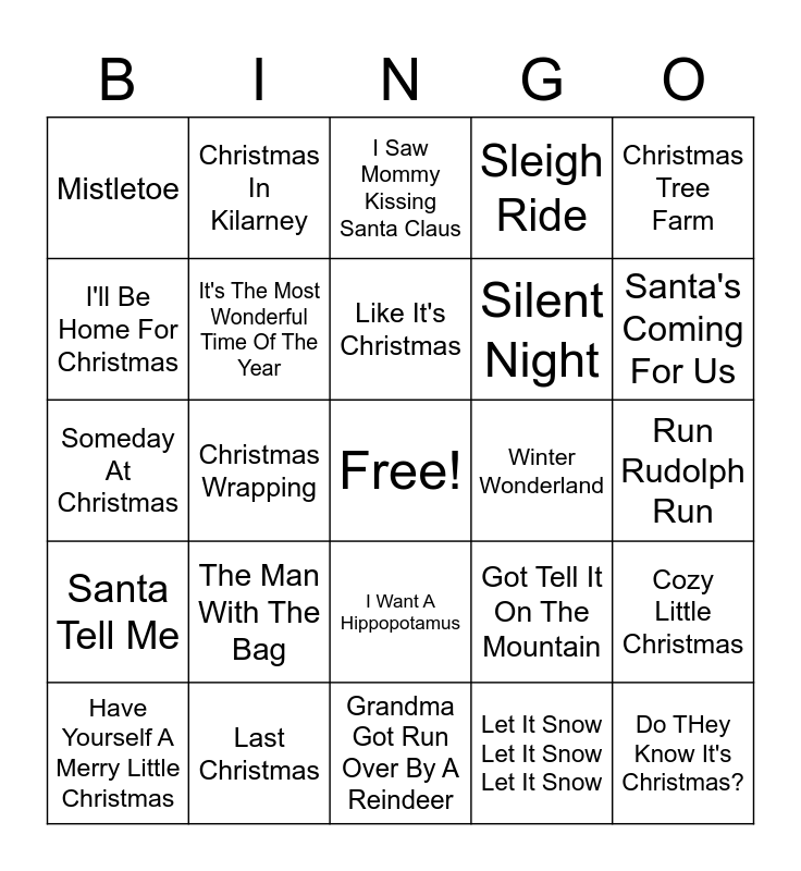 Christmas Music Bingo Card