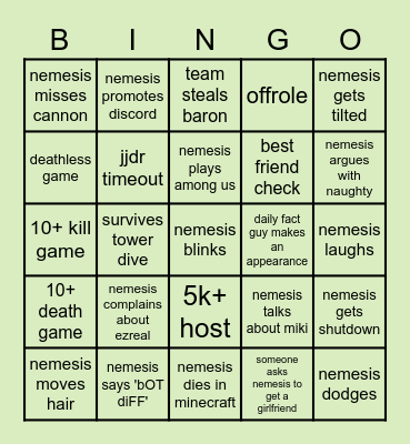 🎄 nemesis christmas bingo  🎄 Bingo Card