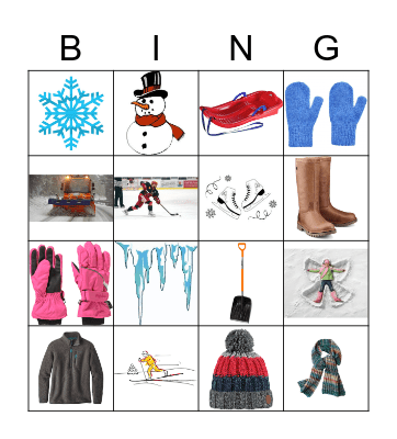 Winter Pictures Bingo Card