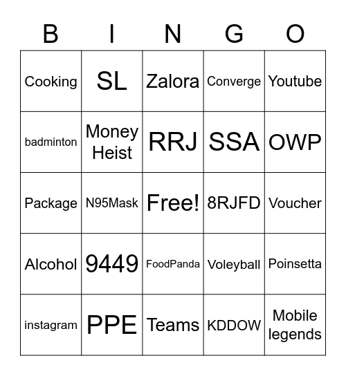 QuaranTEAM BINGO Card