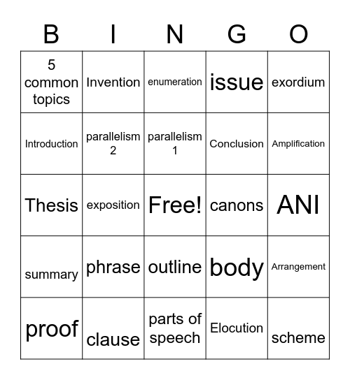 LTW Bingo Card