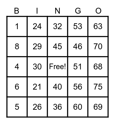 Luis Valeza Bingo Card