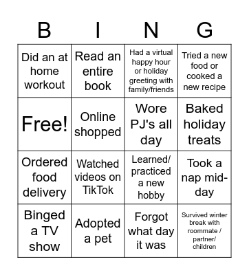 EISP - Back from Break Bingo Card