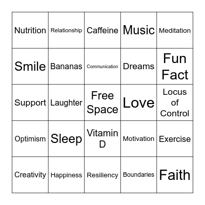 Resiliency Bingo - Game 10 Bingo Card