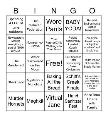 JGI's 2020 Bingo! Bingo Card
