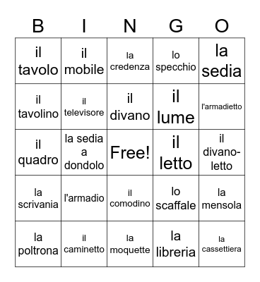 I mobili Bingo Card