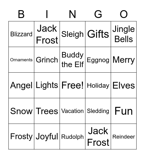 Christmas Bingo Card