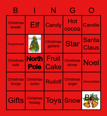 Christmas Class Party Bingo Card