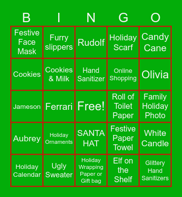 Christmas 2020 Bingo Card