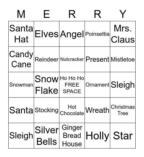 Merry Christmas Bingo Card