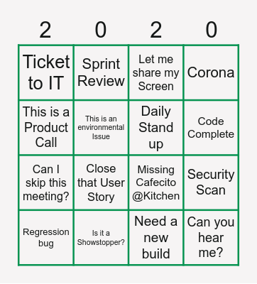2020 @ WORK Bingo Card