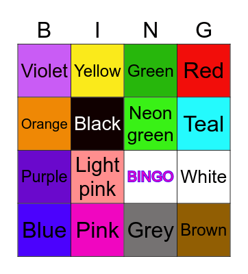 Colours bingo Card