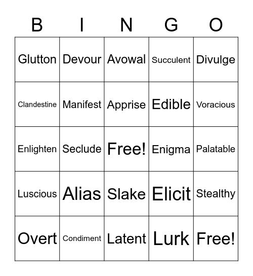 2 Word Work 5 Bingo Card