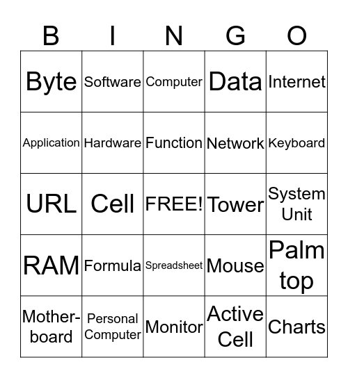 Computer Application in Business Bingo Card
