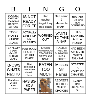CISM DL/IB Bingo Card