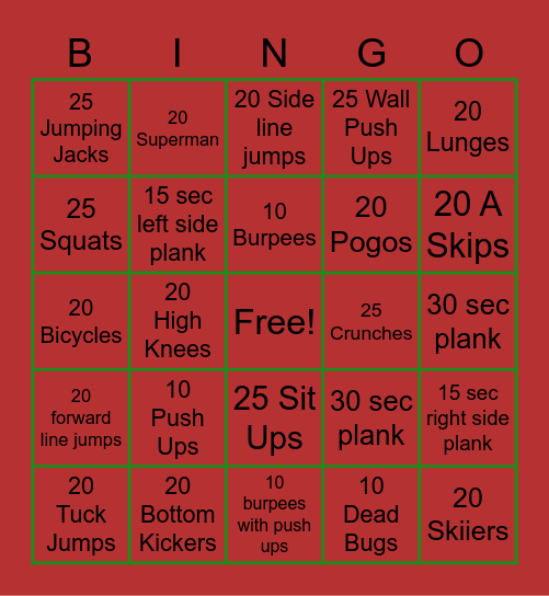 Bilyeu PE Bingo Card