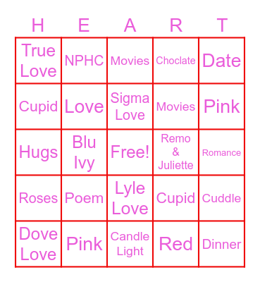 NPHC Valentine Bingo Card