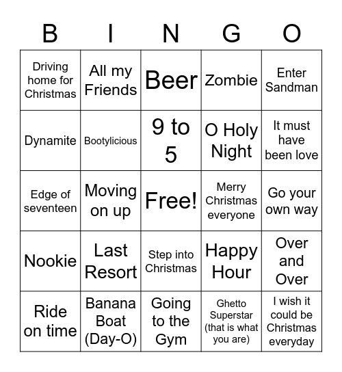12 Zooms of Christmas Music Bingo Card