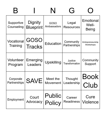 GOSO Bingo Card