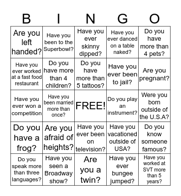 Springvale Terrace Bingo! Bingo Card