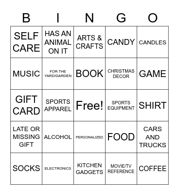 Secret Santa Bingo Card