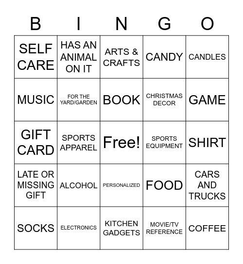 Secret Santa Bingo Card
