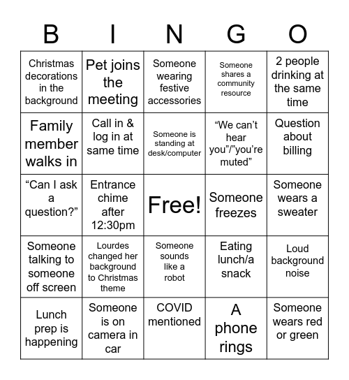 Team Bingoo Bingo Card