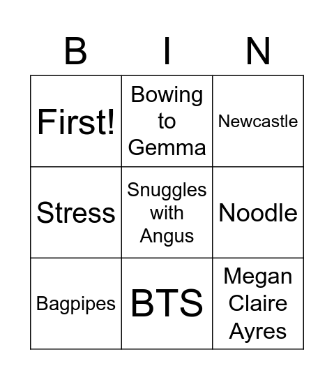 Megan's Graduation bing Bingo Card
