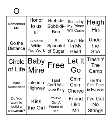 Disney Music from Disney Films Bingo Card