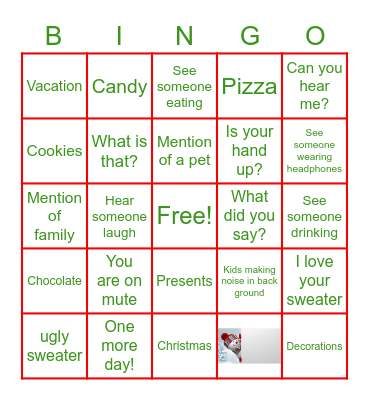 NW- Holiday Bingo Card