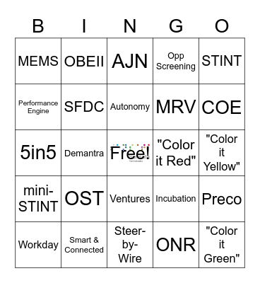 Sensata Technologies Buzzword Bingo Card