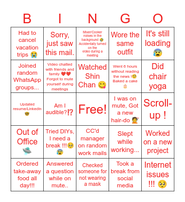 WFH BINGO Card