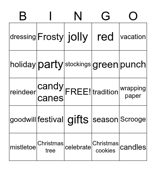 Christmas Bingo Card