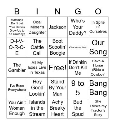 COUNTRY AND WESTERN CLASSICS Bingo Card