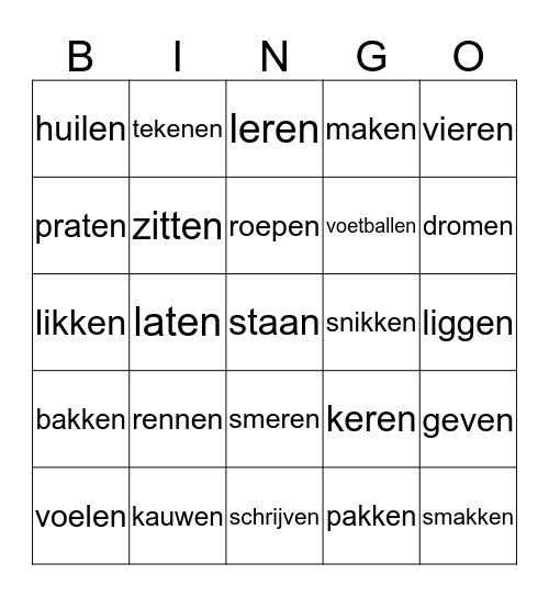 doe-woorden bingo Card