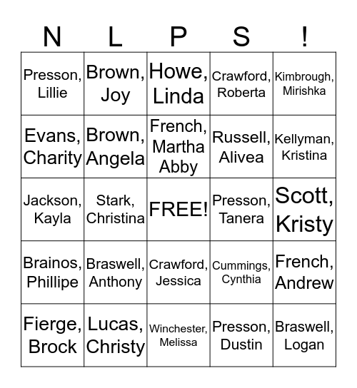 NEW LIFE PRESCHOOL TEACHER BINGO Card