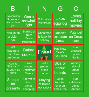 Quick Round: Holiday Bingo Card