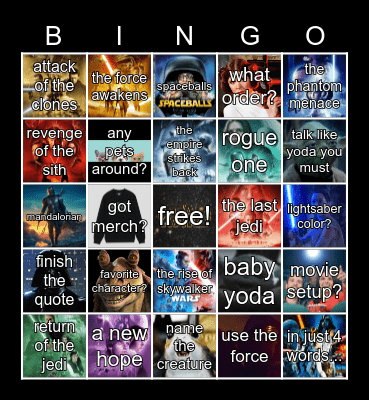 Star Wars Bingo! Bingo Card