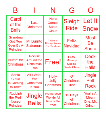 Christmas FUN! Bingo Card