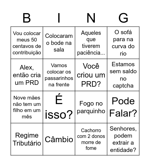 Julio's Bingo Card