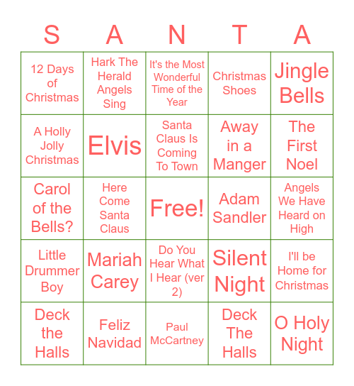 HOLIDAY CASSICS Bingo Card