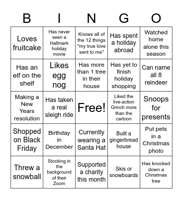 PathSpot Holiday Bingo Card