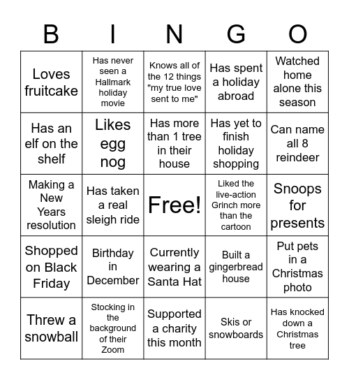 PathSpot Holiday Bingo Card
