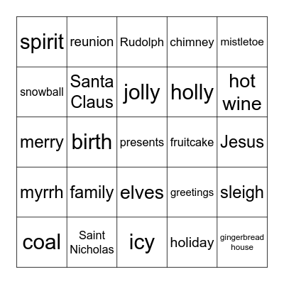 Christmas Bingo Card