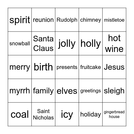 Christmas Bingo Card