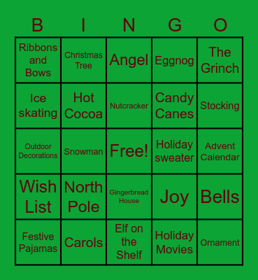 Holiday Bingo Card