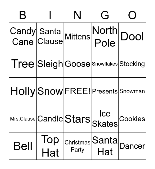 Christmas  Bingo Card