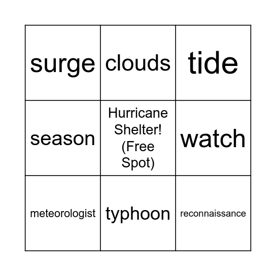 HURRICANE! Bingo Card