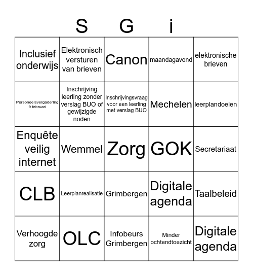 Personeelsvergadering Kerst 2014 Bingo Card