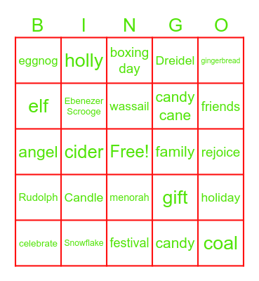 MAI Holiday Bingo Card